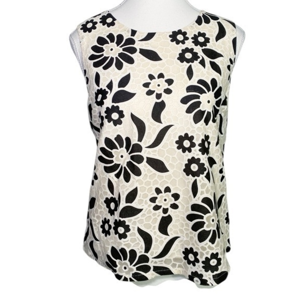 MM Couture Floral Black and White Sleeveless Top